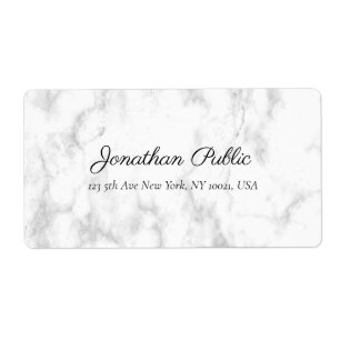White Marble Hand Script Luxury Shipping Address