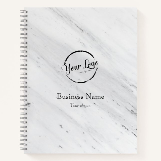 White Marble, Logo, Business Name Website Promo  Notebook (Front)