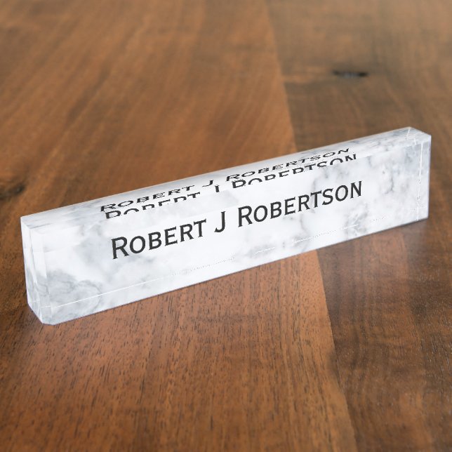 White Marble Look Nameplate (Side)