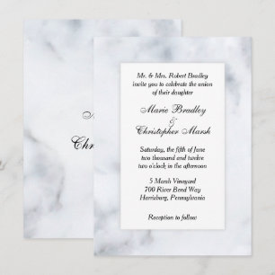 White Marble Look Wedding Invitation