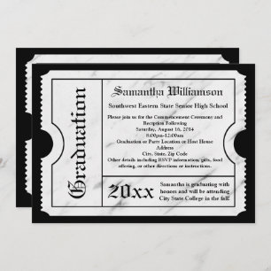 White Marble Modern Graduation Ticket Invitation