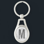 White Marble Modern Personalised Monogram and Name Key Ring<br><div class="desc">Modern Monogram Design featuring personalised monogram letter "M" and name in modern bold sans serif font style.

Perfect gift for him,  father's day gift,  groomsman gift and more.

Please note: The marble details are simulated in the artwork. No actual marble will be used in the making of this product.</div>