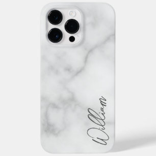 White Marble Modern Script Personalised Name Case-Mate iPhone 14 Pro Max Case