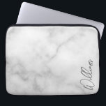White Marble Modern Script Personalised Name Laptop Sleeve<br><div class="desc">Modern Minimalist Personalised Name Gifts
This design features personalised name in grey modern handwriting script font on white marble background.
Perfect as holiday gifts for him, father's day gifts and gifts for any special occasions.</div>