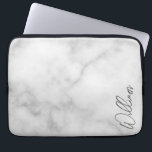 White Marble Modern Script Personalised Name Laptop Sleeve<br><div class="desc">Modern Minimalist Personalised Name Gifts 
This design features personalised name in grey modern handwriting script font on white marble background.

Perfect as holiday gifts for him,  father's day gifts and gifts for any special occasions.</div>