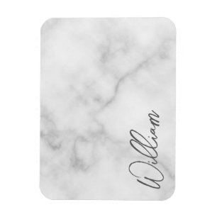 White Marble Modern Script Personalised Name Magnet