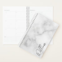 White Marble Modern Script Personalised Name
