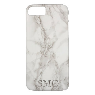 White Marble Monogram iphone Case