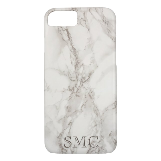 White Marble Monogram iphone Case (Back)