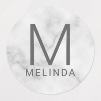 White Marble Monogram Minimalist Labels