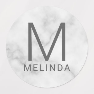 White Marble Monogram Minimalist Labels