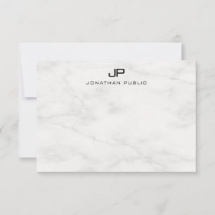 White Marble Monogram Modern Template Elegant