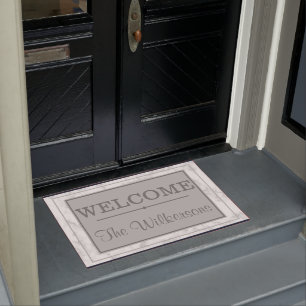 White Marble Mr. and Mrs. Welcome Family Name Doormat