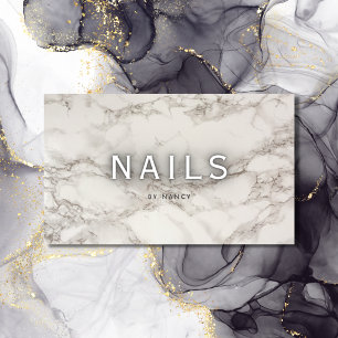 White Marble Nails Business Card