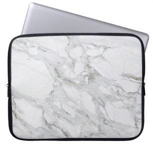 White marble Neoprene Laptop Sleeve 15 inch