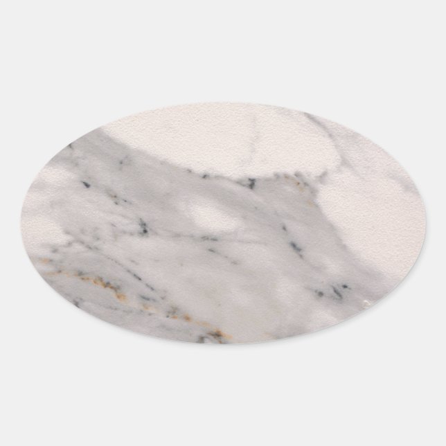White Marble Oval Sticker (Front)