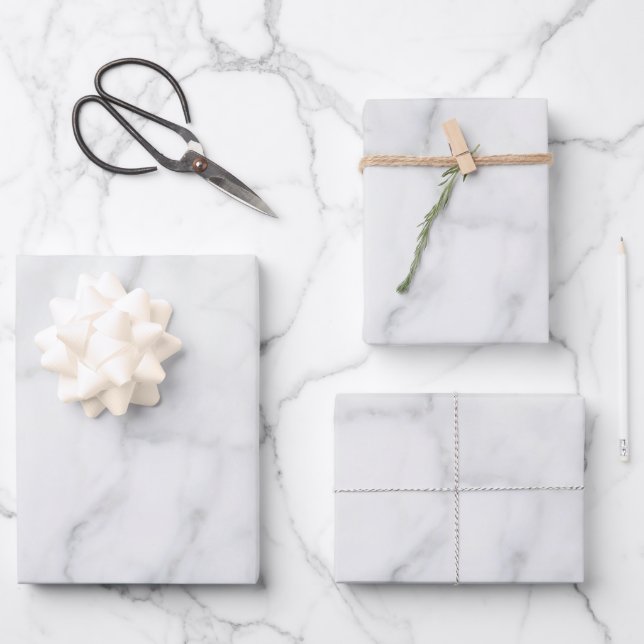 White Marble Pattern Boho Chic Wrapping Paper Sheet (Front)