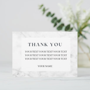 White Marble Personalise Thank You Card