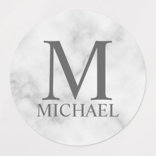 White Marble Personalised Monogram and Name