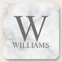 White Marble Personalised Monogram and Name