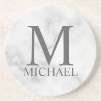 White Marble Personalised Monogram and Name