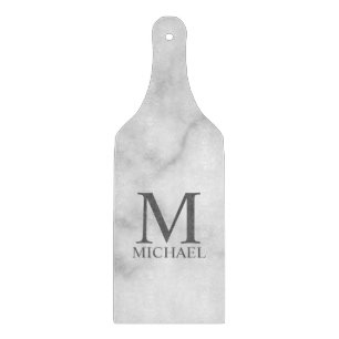 White Marble Personalised Monogram and Name Cutting Board