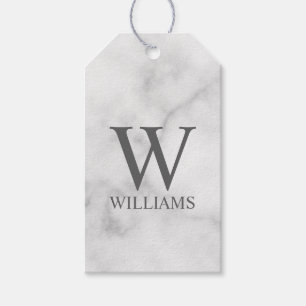 White Marble Personalised Monogram and Name Gift Tags