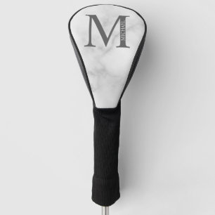 White Marble Personalised Monogram and Name Golf Head Cover