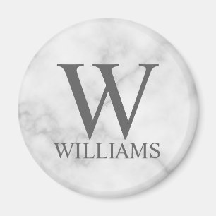 White Marble Personalised Monogram and Name Magnet