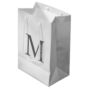 White Marble Personalised Monogram and Name Medium Gift Bag