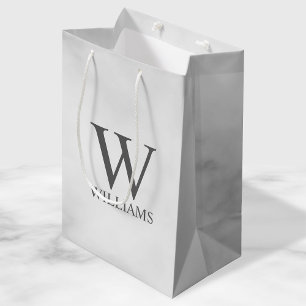 White Marble Personalised Monogram and Name Medium Gift Bag
