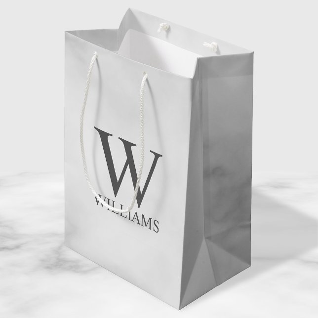 White Marble Personalised Monogram and Name Medium Gift Bag (Creator Uploaded)