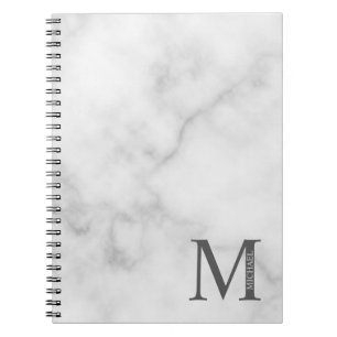 White Marble Personalised Monogram and Name Notebook