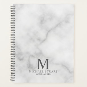 White Marble Personalised Monogram and Name Planner