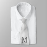 White Marble Personalised Monogram and Name Tie<br><div class="desc">Personalised Monogram and Name Gift
features personalised monogram and name in classic serif font style.

Perfect as father's day gifts for dad,  gifts for groomsmen and for any special occasions.</div>