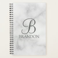 White Marble Personalised Script Monogram and Name