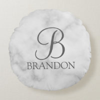 White Marble Personalised Script Monogram and Name