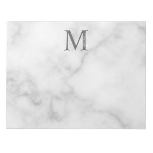 White Marble Personalized Monogram and Name Notepad