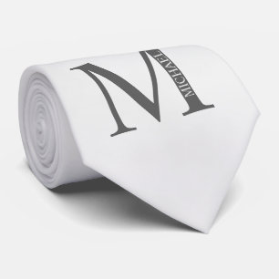White Marble Personalized Monogram and Name Tie