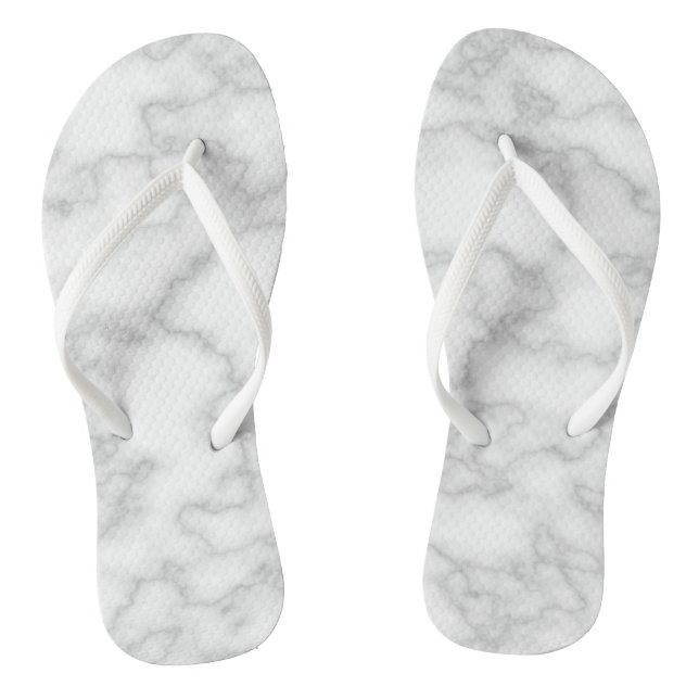 White Marble Print Jandals (Footbed)