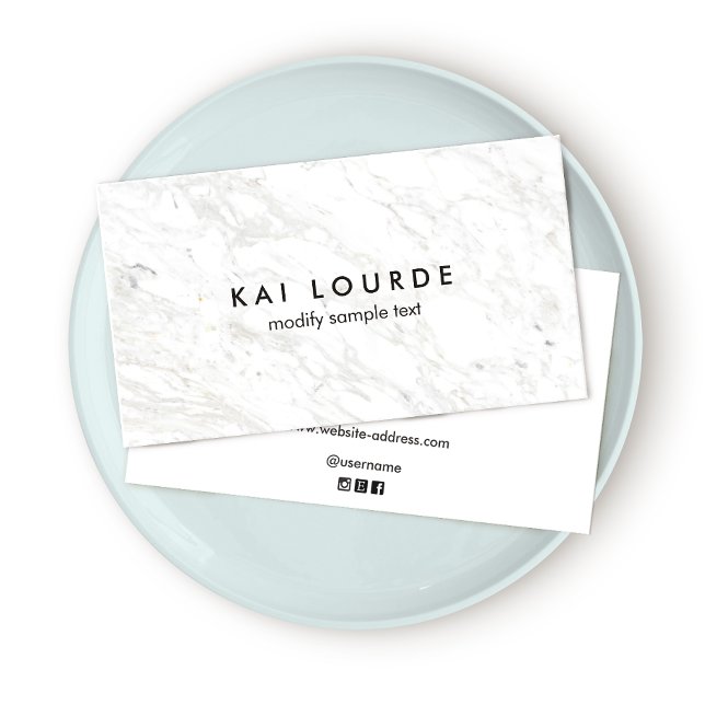 White Marble Professional Business  Business Card (Creator Uploaded)