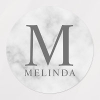 White Marble Professional Monogram and Name Labels
