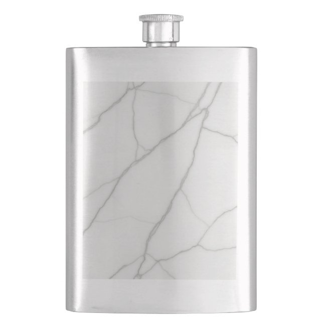 White Marble Profile card Hip Flask (Front)