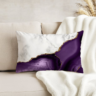 White Marble Purple Agate Gold Glitter Decorative Cushion