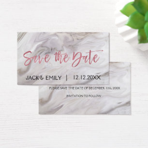 White Marble Rose Gold Pink Foil Save the Date