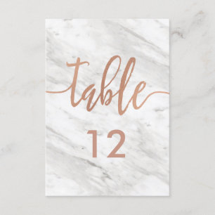 White Marble Rose Gold Table Number Seating Chart