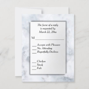 White Marble RSVP with Menu Choice