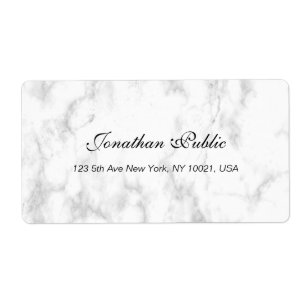 White Marble Script Luxury Professional Shipping