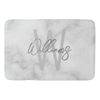 White Marble Script Personalised Monogram and Name