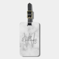 White Marble Script Personalised Monogram and Name
